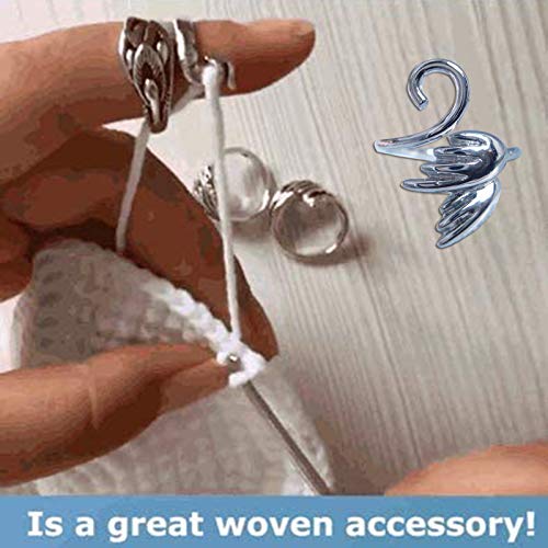 Adjustable Knitting Loop Crochet Ring,Peacock Ring Fish Ring Angel