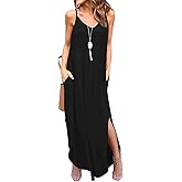 GRECERELLE Women
s Summer Casual Loose Dress Beach Cover Up Long Cami Maxi Dresses with Pocket