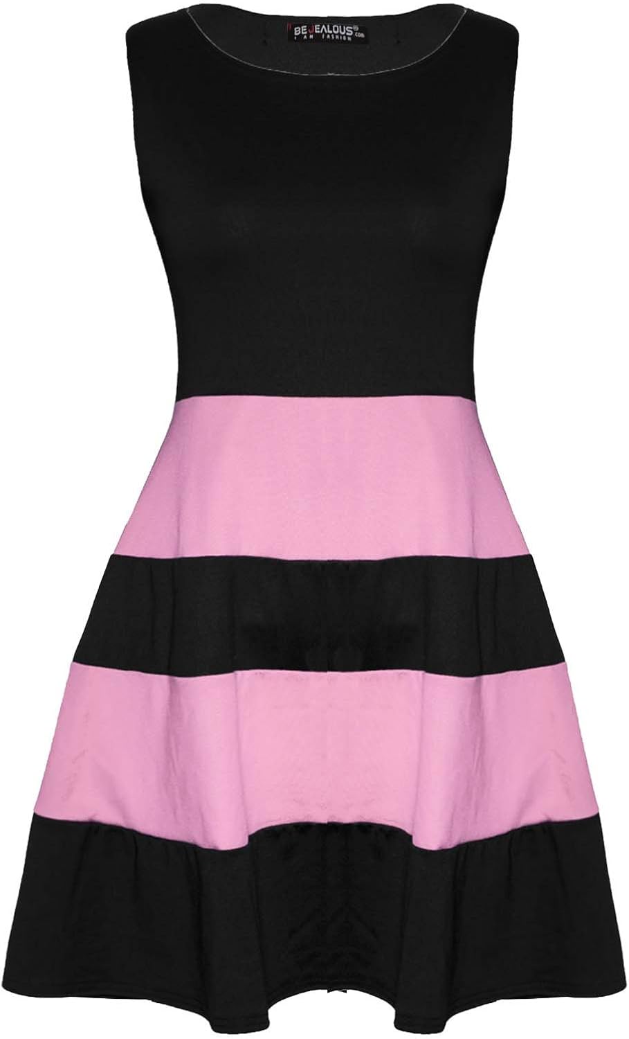 black and pink skater dress