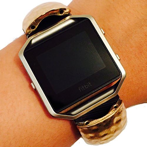 Fitbit Blaze Jewelry - Fitness Tracker Accessory Bracelet - Modern Geometric Hammered Statement Aged Silver SIENNA Fitbit Charm Accessory (Gold)