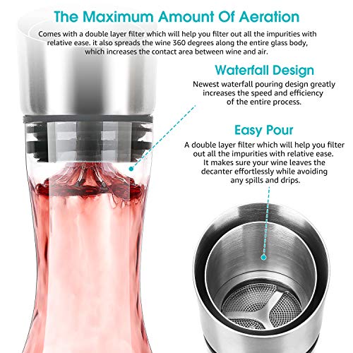 Lestaven Wine Decanter Wine Breather Large capacity HandBlown Aerating