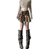 Retro American Wilderness Style Spicy lace Patchwork Short Skirt, Sexy Women's Pleated Skirt Design Sense Y2K Clothes