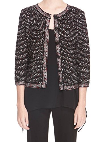 St. John Women's Medium Boxy Metallic Tweed Jacket Black M - Thumbnail 7