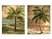 wallsthatspeak 8” x 10” Island Palm Tree Wall Prints for Home (Set of 2), Beach Scene Decor for Bathroom or Office, Nautical/Beach Party Decorations, Hawaiian Art for Living Room