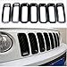 AVOMAR Front Grille Grill Mesh Grille Insert Kit + Angry Bird Style Headlight Lamp Cover Trim Compatible For Jeep Patriot 2011-2016 (Black Front Grill Mesh + Angry Bird Headlight Cover-3)