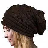 Women Knitted Hat, Malltop Winter Warm Crochet Beanie Folded Flanging Caps (Coffee)