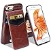 iPhone 6S Plus Case, SAMONPOW Faux Leather Cover with Back Flip Stand Feature iPhone 6 Plus Wallet Case ID Credit Debit Card Slot Holders Protective Shell for iPhone 6/6S Plus 5.5 Inch - Brown
