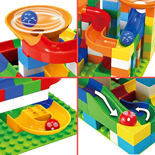 Ranphykx Building Blocks Toys for Children Learning Colors with Marble Run for Kids Toy 90 Pieces