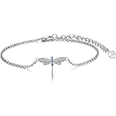 POPKIMI Sterling Silver Dragonfly Bracelet Dragonfly Lovers Celtic Jewelry Birthday Christmas Gifts for Women