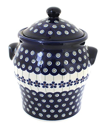 Click Here to See More Images Polish Pottery Flowering Peacock Large Canister