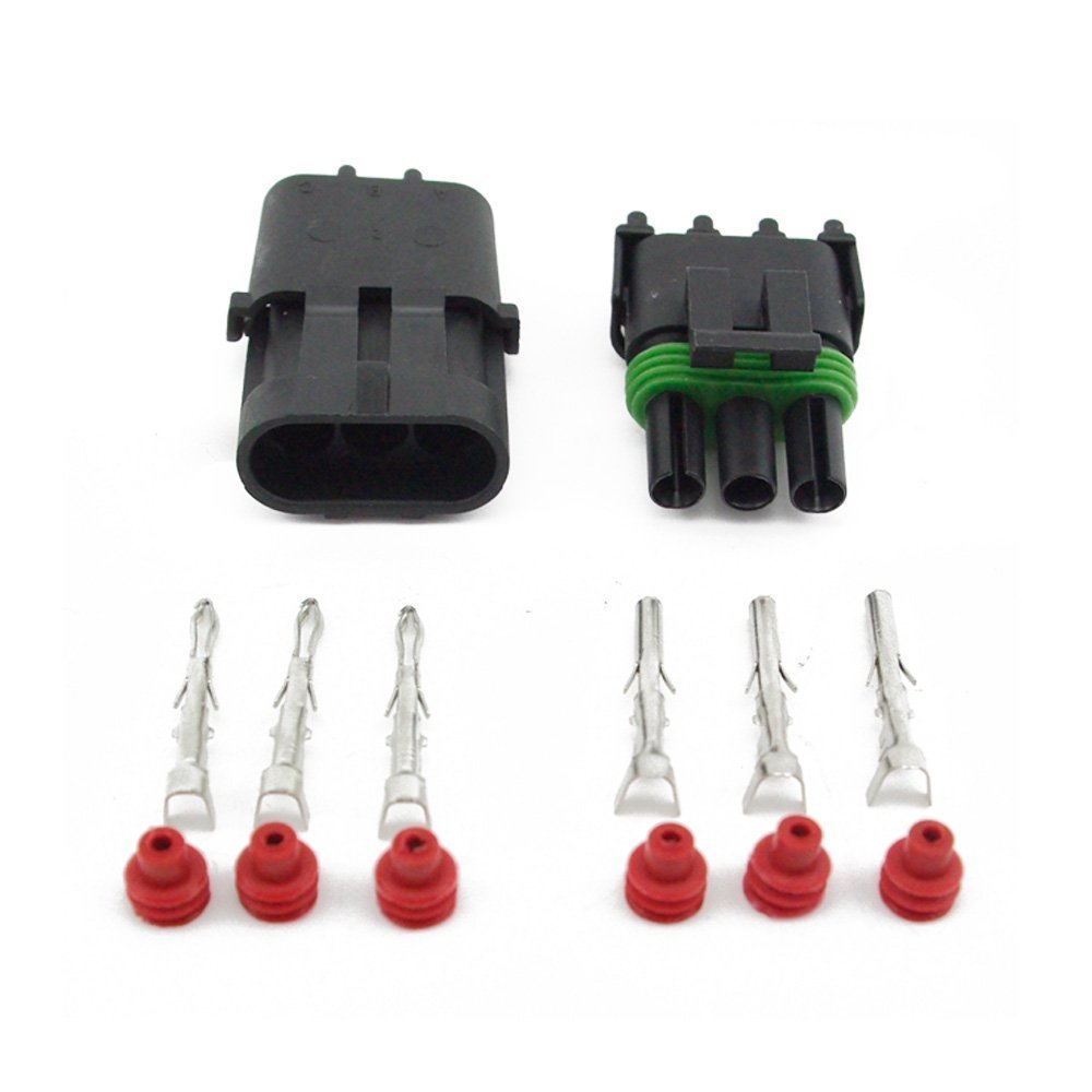 MUYI 3 Pin Way Waterproof Electrical Connector 1.5mm Series Terminals Heat Shrink - 10 Pack