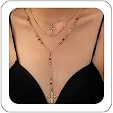 BOOZIQ Gold Cross Necklaces for Women Layered Cross Pendant Necklace Long Chain Necklace Dainty Chain Jewelry Gift for Women