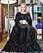 Tirrinia Wearable Blanket Adult, Sunggle Blanket with Sleeves, Reading Full Blanket, Cozy TV Blanket, Gift Idea for Women Men Mom, Black