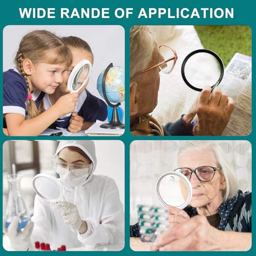 Large Magnifying Glass with 37 LED Light, 10X 20X 45X Reading Magnifier Handheld Magnifier with 3 Light Modes, Storage Bag, Cleaning Cloth for Seniors, for Reading Coins, Inspection, Hobbies