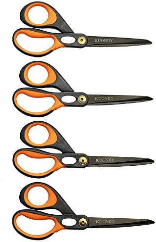 KUONIIY Scissors 8 Inch Soft Comfort-Grip Handles Sharp Titanium Blades, 4-Pack