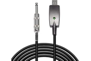 USB Guitar Audio Cable Professional Electric to PC Link Recording with Male Interface 6 35mm Mono Connection Supports 44 1 kH