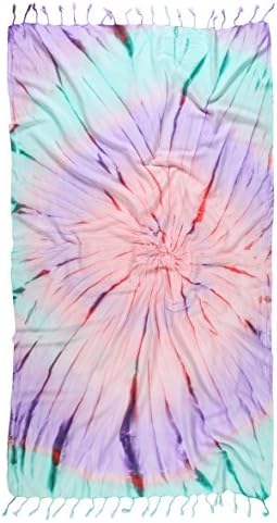 Brand Tie Dye Pestemal Turkish Beach Towel, 33 Inch X 65 Inch Beach Towel Bath Pool Yoga Pilates Picnic Blanket Tapestry - (Multicolor)