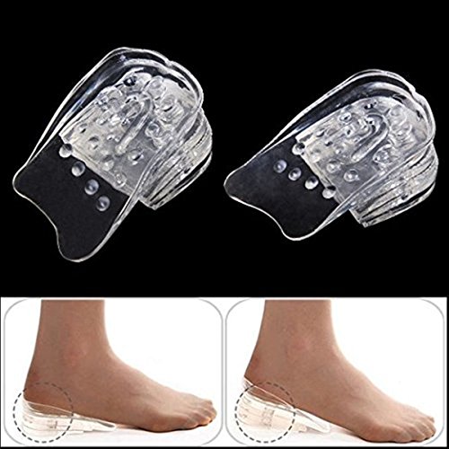 1 Pair 5 Layer Silicone Gel Heel Insert Shoe Height Increase Insole Lift Men Women Shoe Pads Transparent