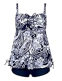 Septangle Women's Plus Size Bathing Suits Paisley Print Two Piece Swimsuit