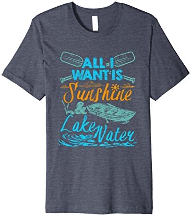 Mens All I Want Is Sunshine &amp; Lake Water Lake Life Boating TShirt XL Heather Blue
