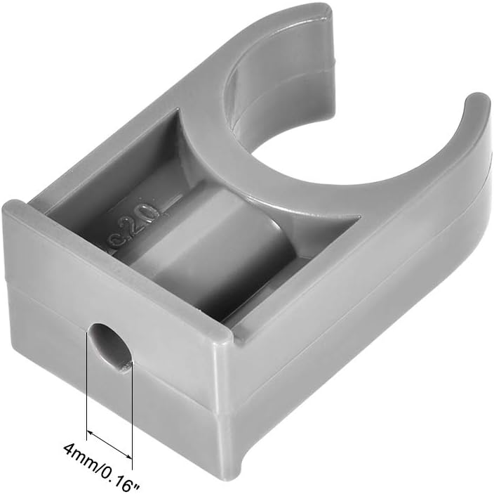 sourcing map PVC Pipe Clamps Clips, Fit for 20mm/0.79" OD TV Trays Tubing Hose Hanger Support Pex Tubing, W Mounting Screws Grey 30Pcs - Image 4