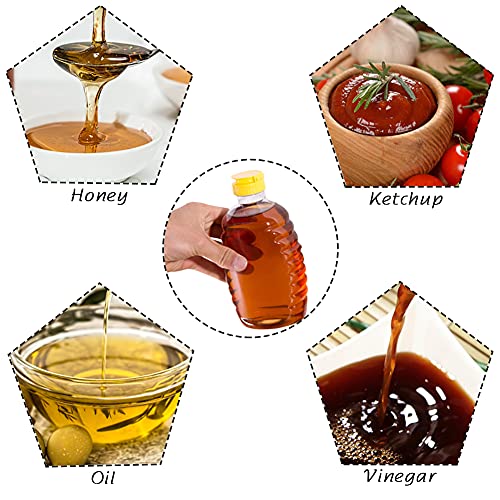 8 Pack 16oz Clear Plastic Honey Bottles,Refillable Food Grade Honey