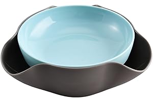 Huvqianu Double Layer Dish Snack Bowl, and Nut Serving with Built in Shell Waste Compartment, Compact Storage for Home, Cafe,