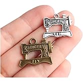 Wixine 20Pcs Singer Sewing Machine Charms Antique Silver Tone 22 x 18 mm Making DIY Handmade Accessories Craft
