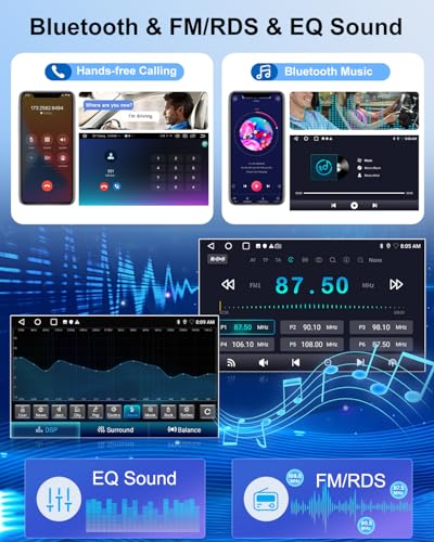 NHOPEEW 2+64G 9 Inch Android Radio for Ford Fiesta 2009-2017 – Wireless CarPlay & Android Car, GPS Navigation, Steering Wheel Control, FM RDS, Split Screen