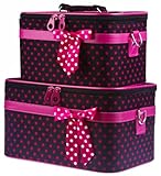 Ever Moda Polka Dot Collection Makeup Train Case (2-piece set)