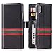 iPulse Milan for iPhone Xs Italian Full Grain Leather Case Handmade Flip Case for iPhone Xs/iPhone X with Magnetic Closure - Green/Red Strip