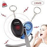 Kictero 2 Pack Emergency Personal Alarm Keychain with LED Lights, Survival Whistle, 130dB SOS Self Defense Keychain Safety Alarm for Women, Kids, Girls, Elderly, Night Workers, Adventurer