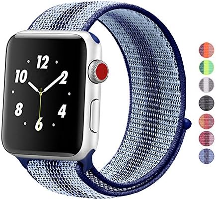 Winmy For Apple Watch Band Sport Loop Bands 38mm, Lightweight Breathable Nylon Replacement Band Strap for Apple Watch Nike+, Series 1, Series 2, Series 3, Sport, Edition - Blue Stripe
