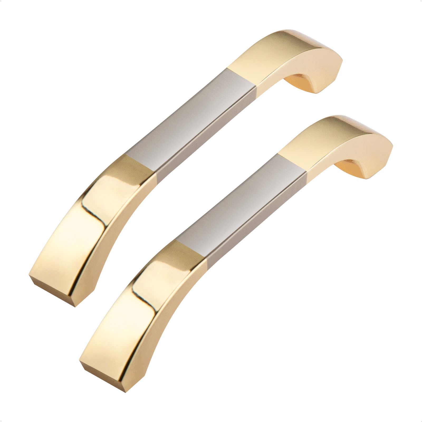 GUWINA 6pcs Gold Kitchen Cupboard Handles 96mm, Modern Light Golden Wardrobe Door Handle, Zinc Alloy Bathroom Cabinet Handles, Drawer Pull for Cabinet Furniture Sideboard with Screws