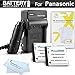 2 Pack Battery And Charger Kit For Panasonic LUMIX DMC-SZ7, DMC-TS25 Digital Camera Includes 2 Extended Replacement (900Mah) DMW-BCK7 Batteries + Ac/Dc Rapid Travel Charger + LCD Screen Protectors + MicroFiber Cleaning Cloth