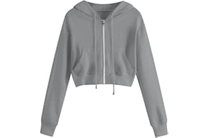 Ceboyel Zip Up Hoodies for Women Cropped Long Sleeve Sweatshirts Jackets Trendy Y2k Crop Tops Teen Girls Clothes 2023