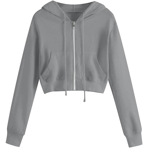 トップス CROPPED HOODIE ZIP-UP / CHA Amazon.com: Women Casual Cropped Zip Up Hoodie Cute Crop Top