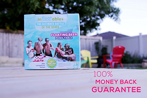 Beer Pong Pool Float - Fun Competitive Design! Inflatable Floating Beer Pong Table and Lounge Floats w Built in Cooler Made of Quality Raft Material, Includes Ping Pong Balls, Great for Pool Parties! - Thumbnail 7