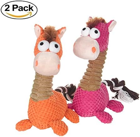 Unizero Pet Dog Squeaky Rope Chew Toy, Funny Pony Pack for Small Medium and Large Dog,13 Inch,Set of 2(Color May Vary)