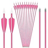 SHENG-RUI Archery Youth 24 26 inch Safety Glass Vaned Arrows Fiberglass Arrow Pink - Will Not Splinter