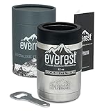 Can Cooler - Everest | Stainless Steel Can & Beer Bottle Cooler Insulator Beverage Holder Double Wall Vacuum Bottle keeper Non Slip Base - Colder for Longer!