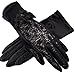 Flywife Women's Bridal Wedding Lace Gloves Derby Tea Party Gloves Victorian Gothic Costumes Gloves (Bowknot black)