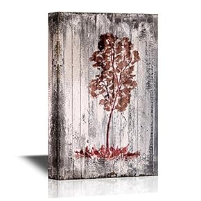 Canvas Wall Art - Tree Branch on Wood Background - Vintage Style Gallery Wrap Modern Home Art | Ready to Hang - 12x18 inches