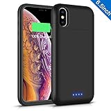 iPhone Xs Max Battery Case 6200mAh, Gasopic Extended Slim Rechargeable Battery Charger Case External Battery Pack Portable Power Bank Protective Charging Case Cover for iPhone Xs Max (6.5inch)-Black
