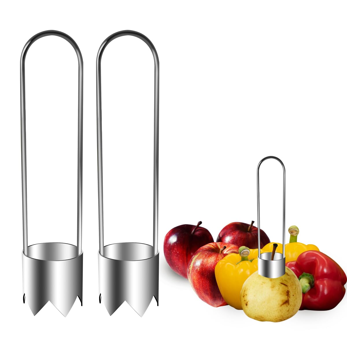 Photo 1 of 2Pcs 2 in 1 Pepper Seed Corer Remover?Apple Core Seed Remover Vegetable Corer Bell Pepper Corer Tool for Kitchen Gadget