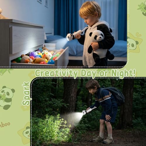 LOVERUIS Kid Rechargeable LED Flashlight, LED Flashlight for Boys and Girls, Funny Flashlight Suitable for Camping and Outdoor Exploring, Birthday Gift (Torch Panda)