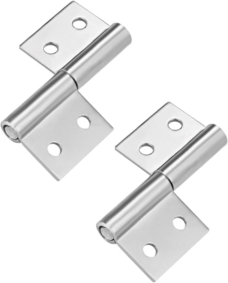 sourcing map 2inch Long Steel Small Slip Joint Flag Hinge - Lift Off Left Handed Lid Door 2pcs, Silver, 2 inch,2 pcs(Left)