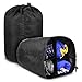 Compression Stuff Sack, Travel Organizer Bag, Organizer for Everyday Travelers, Camping & Hiking, Pack by Day or by Type, Waterproof Space Saving Bag with 4 Spacious Compartments, Black