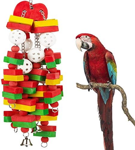 STAJOY Bird Chewing Toys, Parrot Cage Bite Toys, Macaws Hanging Toys Cage Accessories for African Greys, Eclectus, Cockatiels, Conures and Lovely Birds (Apple)