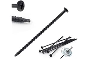 JIADING Metal Insulation Plates Self Tapping into Metal and Wood Roof Decks EPDM TPO Goes with Plates to Meet a Variety of Roofing (100, 15# Roofing Fastener, 14")